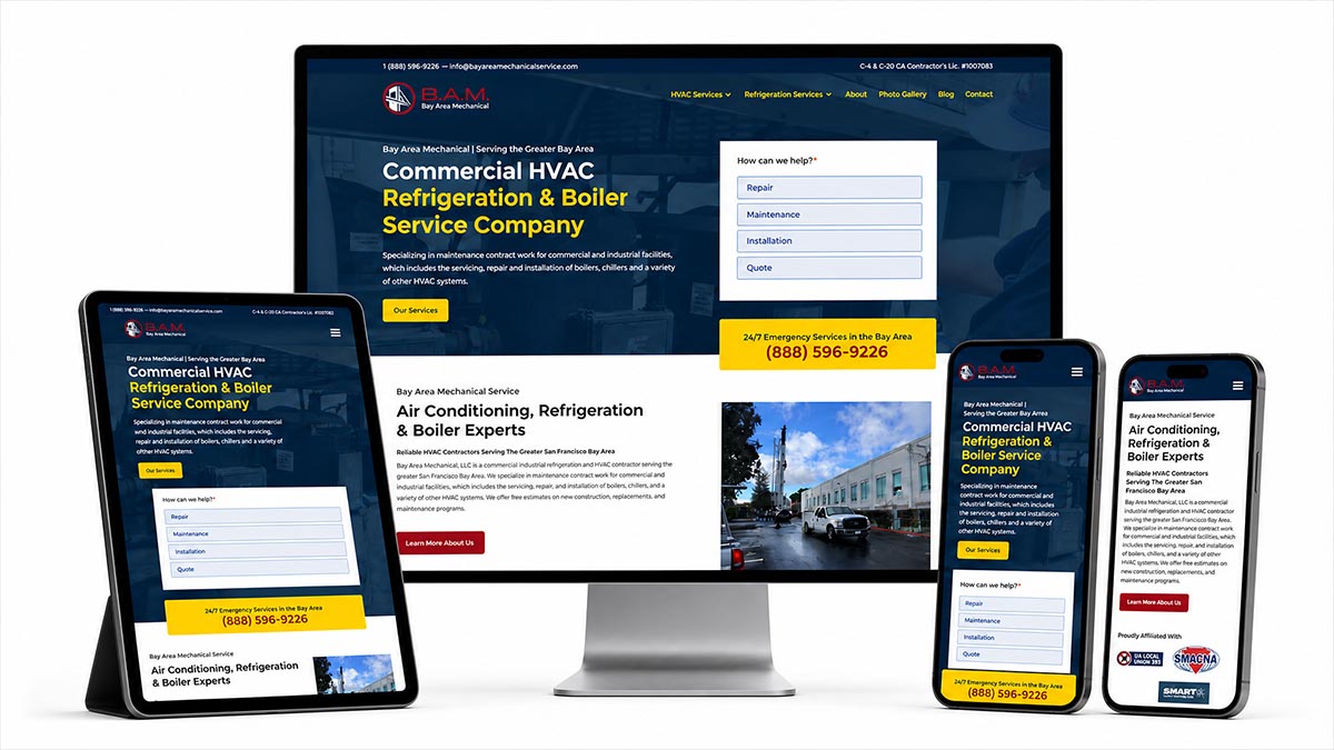 Bay Area Mechanical Service, Santa Clara CA Website Design, SEO, PPC
